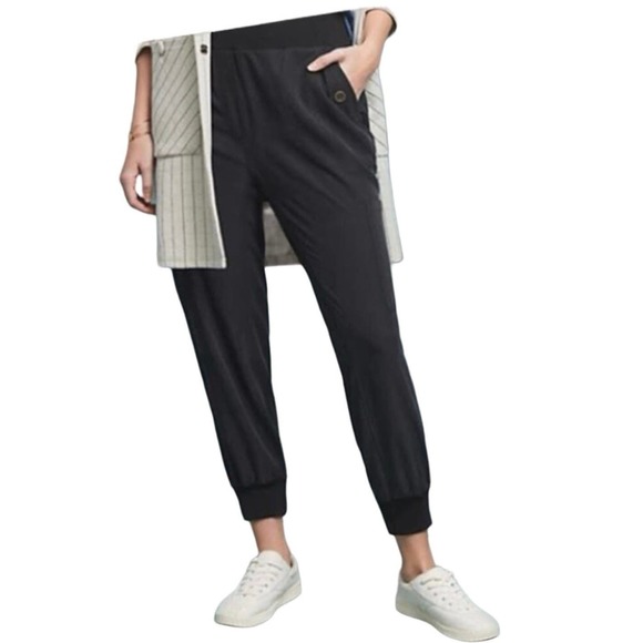 Anthropologie Maeve Black Cicerone Pull On Jogger Pants - Picture 1 of 4